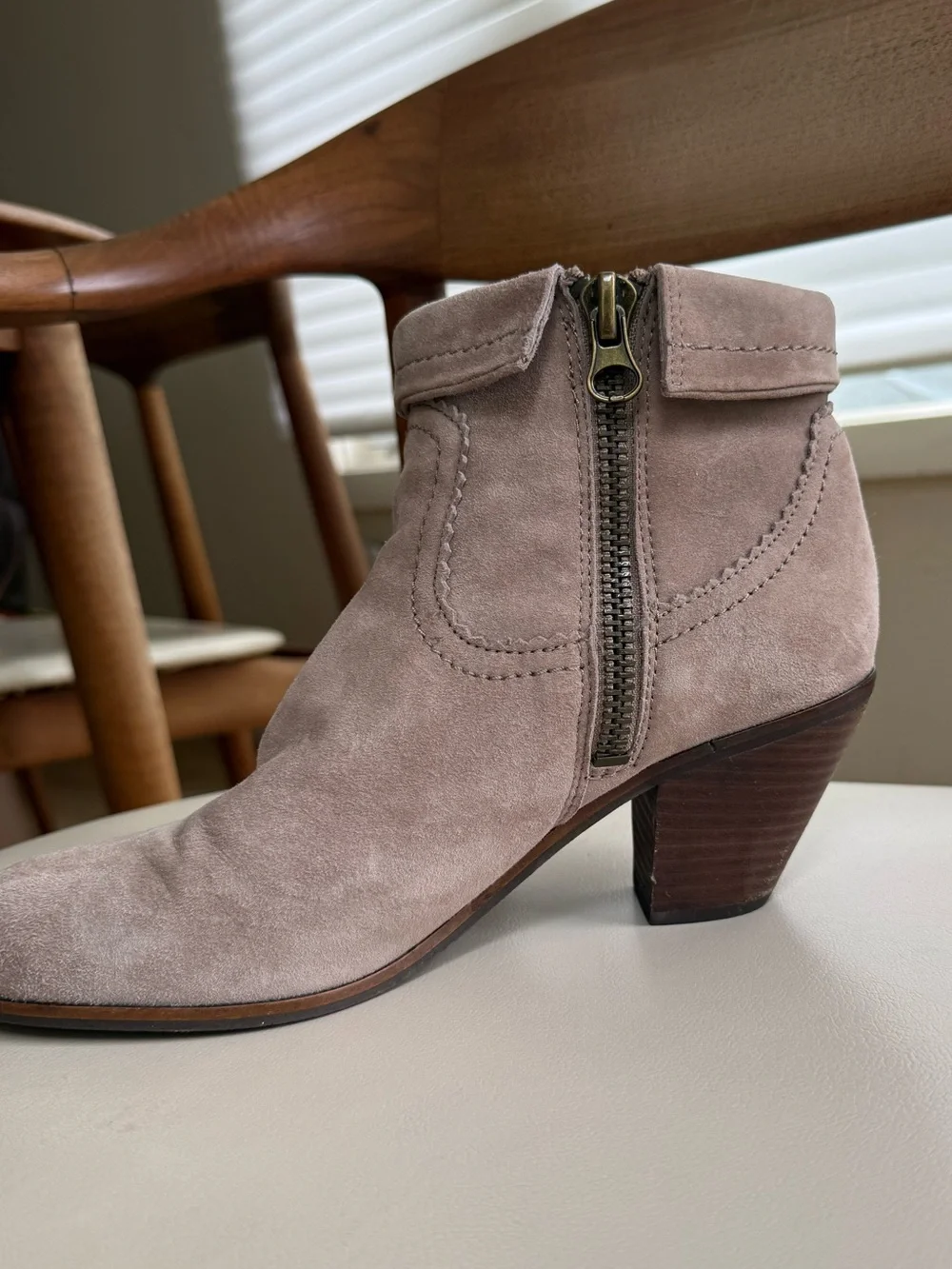 Sam Edelman Louie tan suede fringe ankle boots